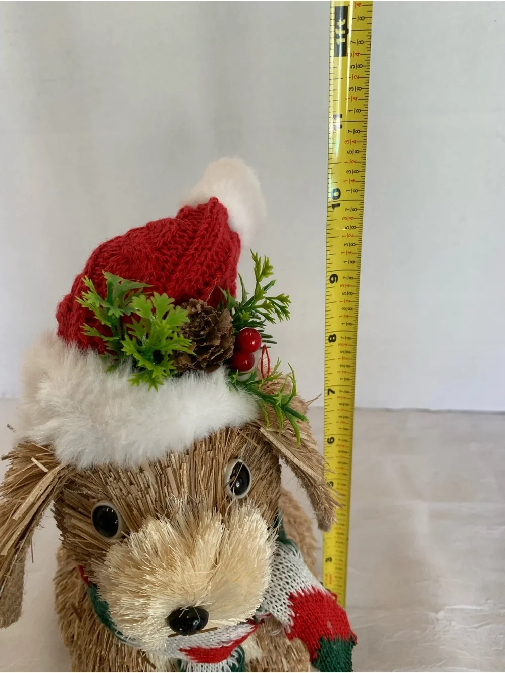 Christmas Dog Sitting  Brown Rustic Woodland Sisal Farmhouse Hat Winter